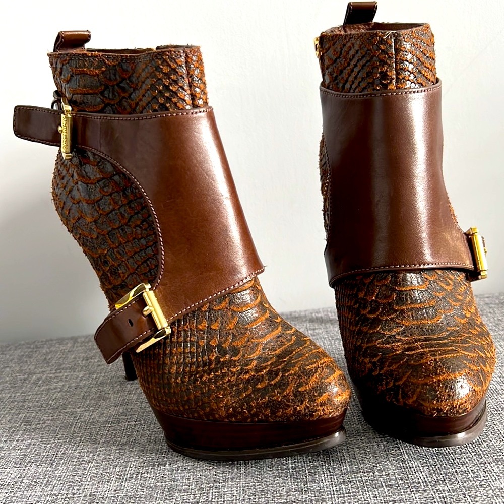 Michael Kors brown leather booties
